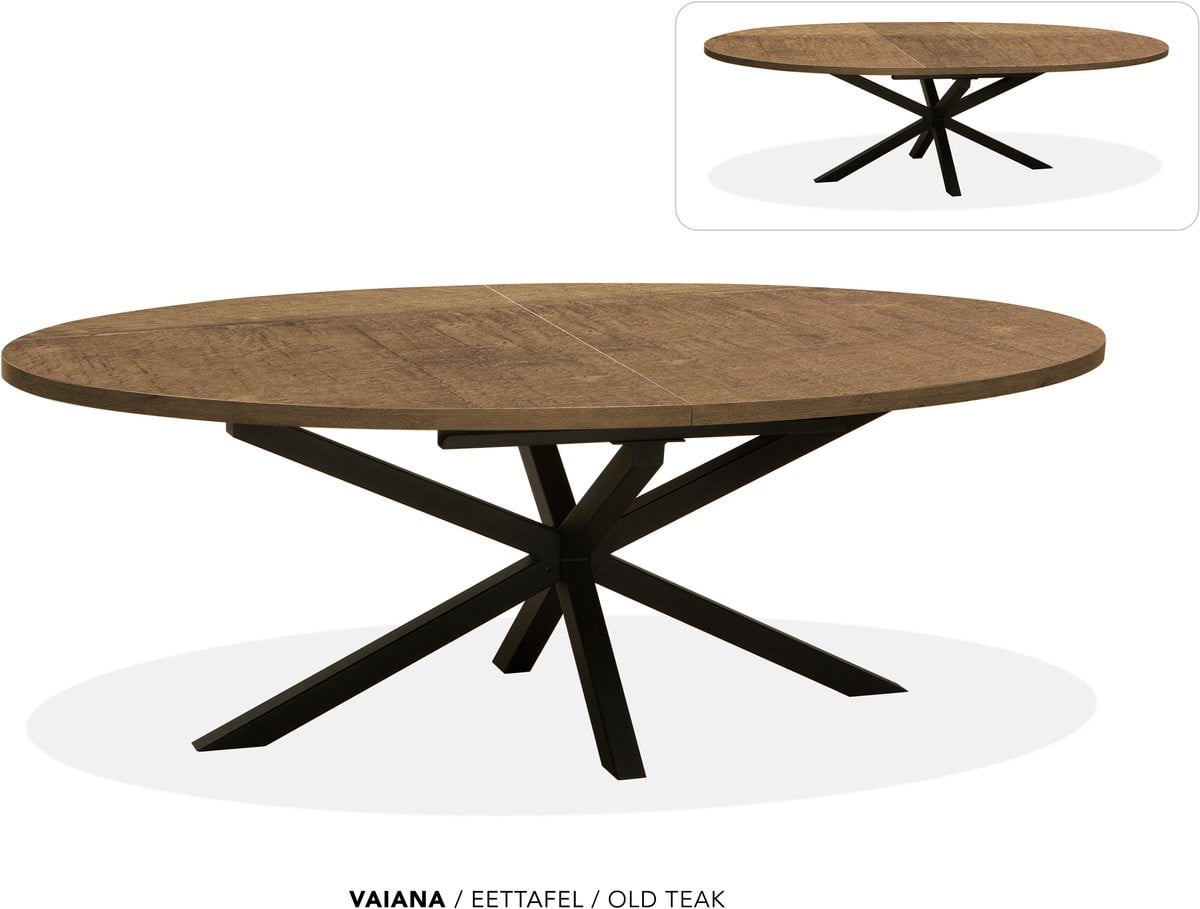 Maxfurn Ovale uitschuifbare tafel met inzetblad in Teak