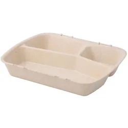 greenbox - Mehrweg-Menü-Behälter "Häppy Box" 24,5 x 20 x 4,5 cm, 3 Kammern, HP4/3, Cashew / creme-weiß, 15 St.