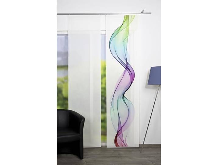 Vision S halbtransparenter Schiebevorhang Edmonton, in Bambus-Optik, digitalbedruckt, Seiten lasergeschnitten, Farbe: Multicolor, Größe: 245 x 60 cm, Anzahl:1x