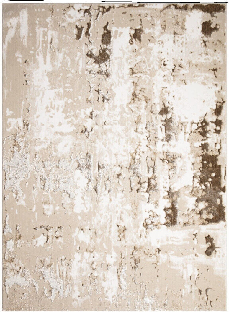 Borough Wharf Veldhoven Abstract Flokati Area Rug Beige Rectangle 80 x 150cm