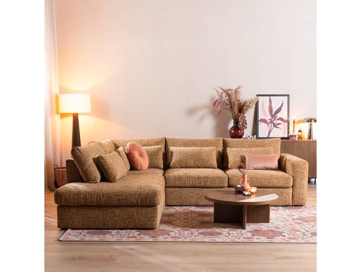 Bronx71 Ecksofa Kyle chenille ockergelb links