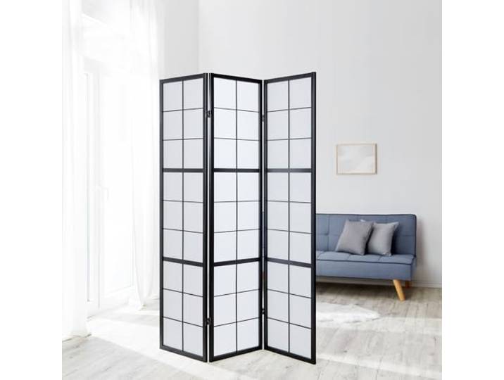 Homestyle4u Paravent Raumteiler Innen 3-teilig Holz Schwarz Japanischer Shoji Paravent Trennwand Reispapier Höhe 175 cm