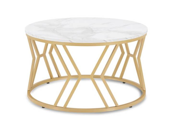 BarberPub Table Basse en Bois Rond canapé Moderne Petite Table d'appoint métal Table Basse pour Le Salon 2115