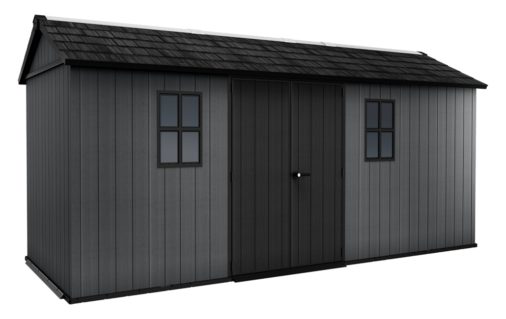Keter Newton 1775 Gartenhaus - 230x539x246cm - Grau - Natürlicher Holzlook