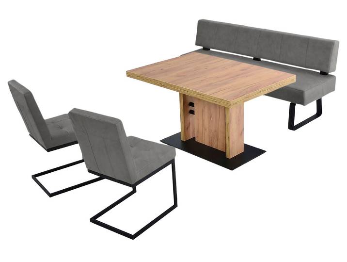 K+W Komfort & Wohnen Spider II Polsterbank Sitzsteppung, bequem durch Sandwichbauweise, Metallkufe in schwarz