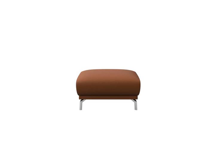 Pouf en cuir naturel brun cannelle