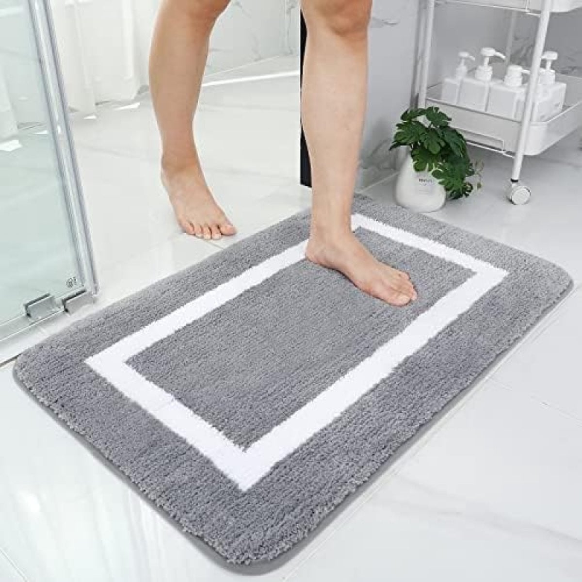 Wasbare antislip badmat van zachte hoogpolige microvezel, 60 x 90 cm