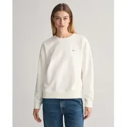 Gant für Damen. 4201414 Shield Sweatshirt mit Rundhalsausschnitt weiß (S), Lässig, Baumwolle