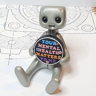 winzige Roboterfigur mit Slogan - Deine Angst ist ein lügender Roboter, inspirierende süße lustige Schreibtischdekoration fürs Büro
