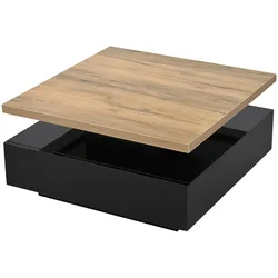 COUCHTISCH 70x70 cm Hochglanz mit 360° drehbar