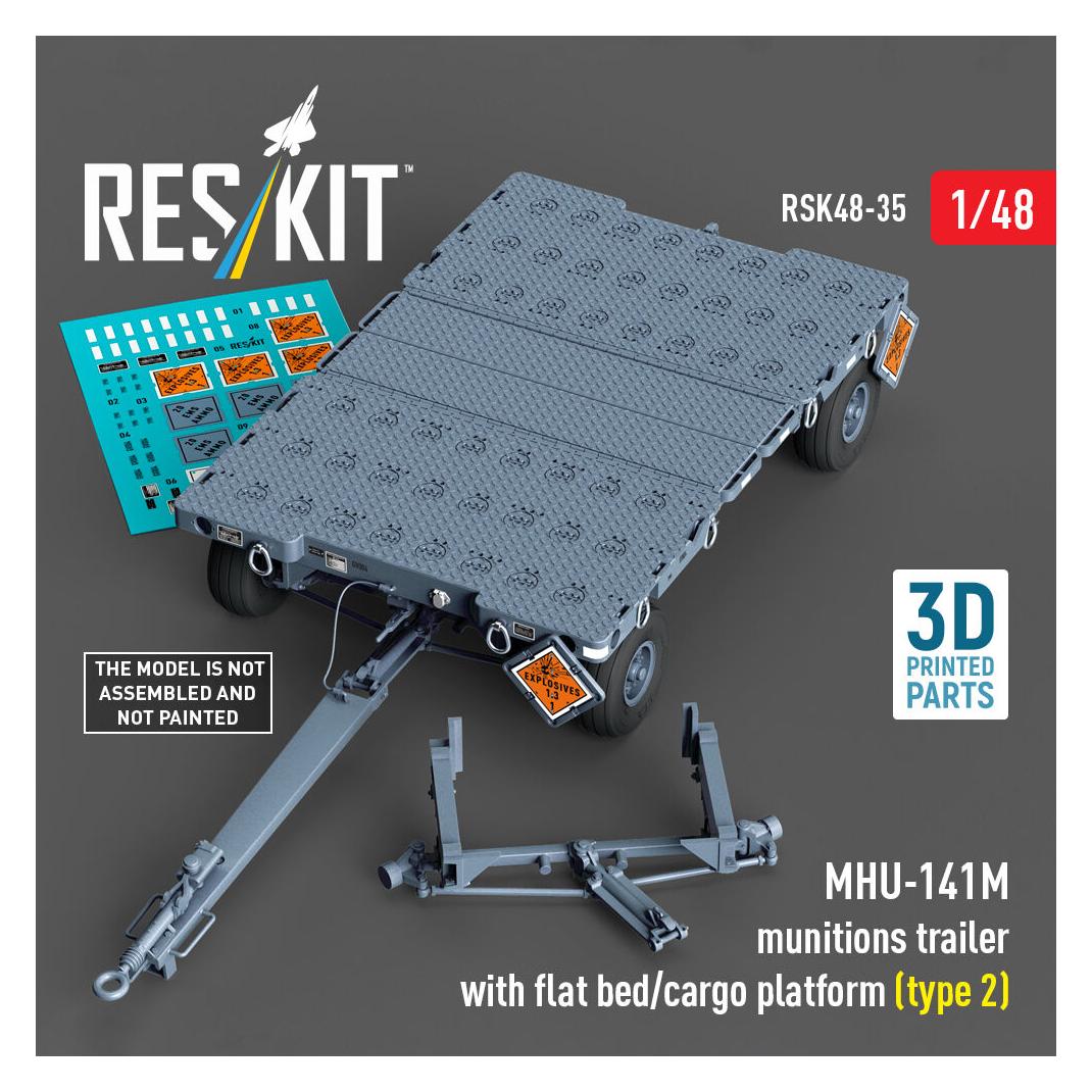 ResKit MHU-141M munitions trailer with flat bed/cargo platform (type 2) (3D Printed model kit) (RSK48-0035)