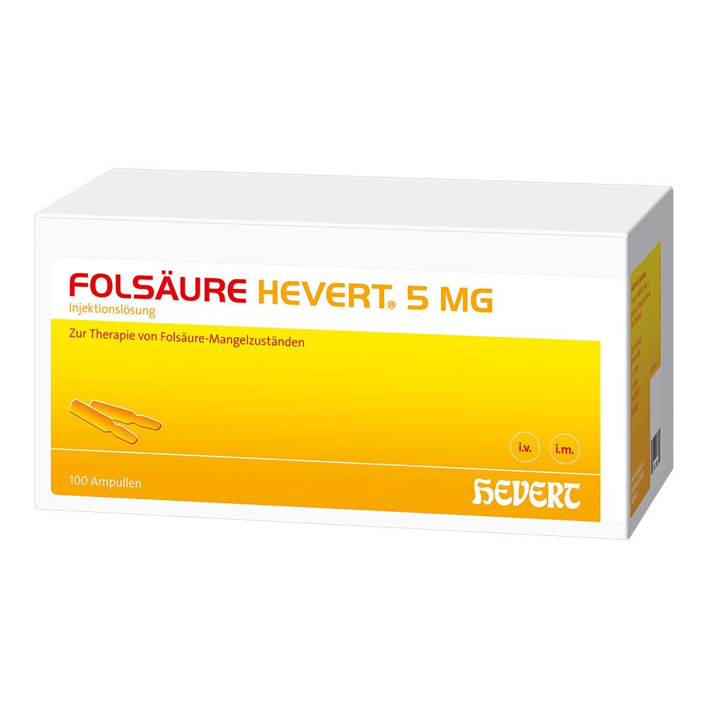Folsäure Hevert 5 mg Inj.-Lösung Ampullen 100x2 ml