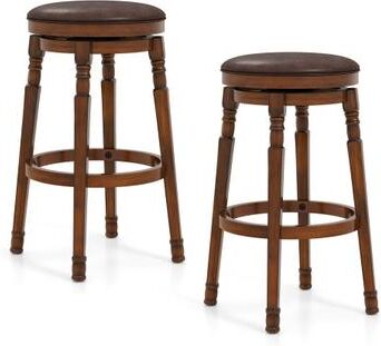 Costway Set of 2 29-Inch Swivel Leather Padded Dining Bar Stools
