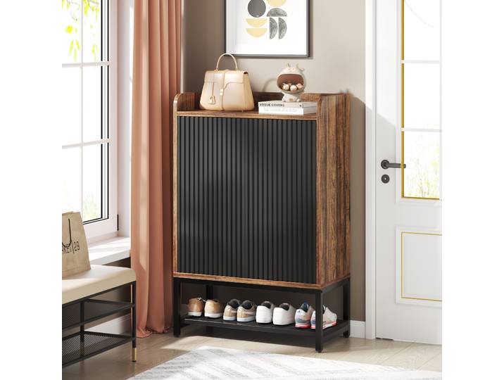 Tribesigns-Meuble à chaussures avec portes, armoire de rangement à chaussures à 5 niveaux pour l'entrée et le couloir, meuble à chaussures en bois T1