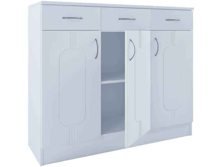 Kommode VCM Holz Kommode Sideboard Anrichte Balia 3 Drehtüren , weiß, B:105cm T:36cm, Sideboards, Kommode