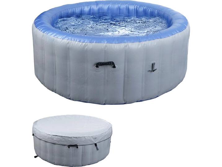 Whirlpool HWC-N97, Ersatz-Pool 4 Personen, In-/Outdoor aufblasbar PVC laminiert, rund Ø180cm grau-blau