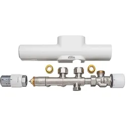 Kermi Raumklima x-link plus Anschlussgarnitur für Fussbodenheizung, Blende weiss, Zweirohrsytem, Zubehör Heizen