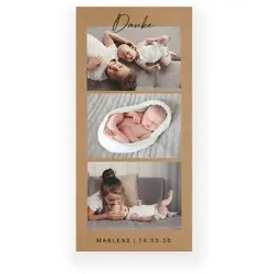 Dankeskarte Baby: Kleines Glück mit Fotos in Kraft Look