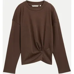 Langarmshirt mit Knotendetail Braun M