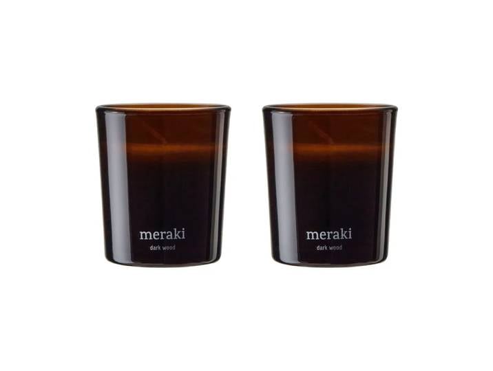 Meraki Bougie parfumée Meraki 12 heures lot de 2 Bois foncé