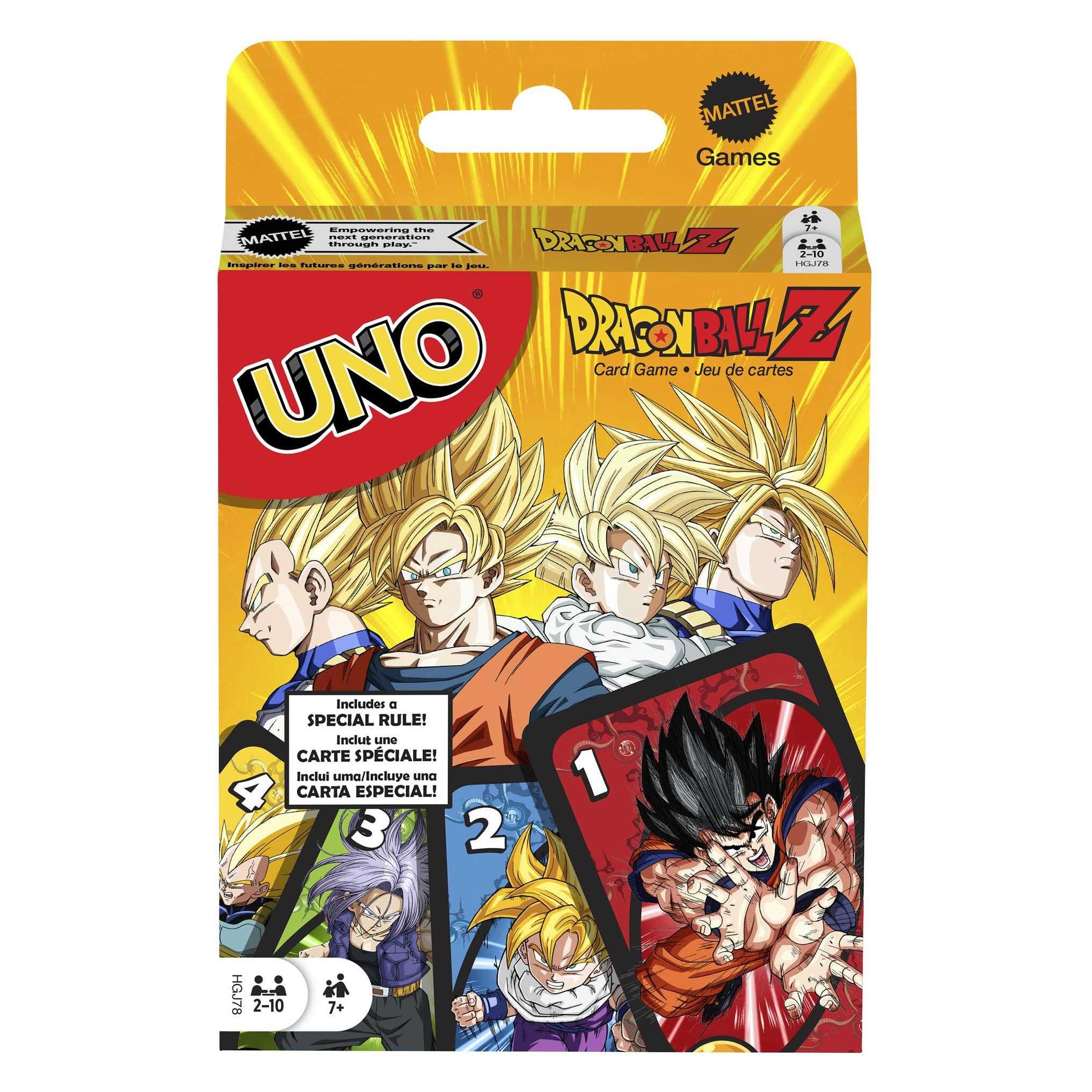 Mattel Games UNO Dragon Ball Z Card Game for Family Night Featuring TV Show Themed Graphics and a Sp (2 - 10 Spieler) (HGJ78)