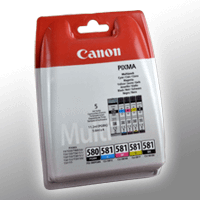 5 Canon Tinten 2078C007 PGI-580PGBK CLI-581 Multipack KCMY 2078C005