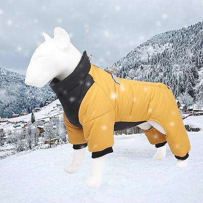 Winter-Hundemantel mit Bein-D-Ring, wasserdichtes, reflektierendes Kostüm, Welpen-Hundejacken-Outfits, winddichter Schneeanzug, warme, mit Baumwolle gefütterte Winterkleidung für kleine, mittelgroße