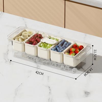 Rare Purchases Compartment Snack Container With Lid, Divided Serving Tray, Kitchen Food Storage, Fruit Storage Container 5 Grids