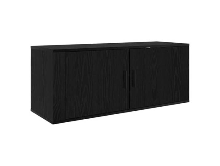 KGFHERENB TV Board Hängend 100x34,5x40 cm Schwarz Eiche-Optik 1 Stück Kompakte Hängekonsole für Schlafzimmer oder Flur, schafft Bodenfreiheit und verbirgt Gerätekabel dezent hinter Türen.