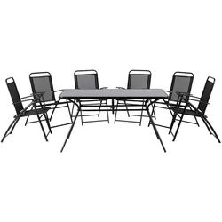 GARTENMÖBEL SET 6-Sitzer Stahl schwarz Livo
