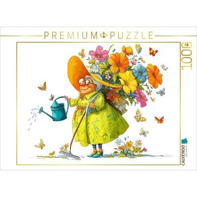 CALVENDO Puzzle Rentnerin mit Blumenstrauß und Gießkanne | 1000 Teile Lege-Größe 64x48cm Foto-Puzzle für glückliche Stunden, Sonstige von , Calvendo