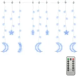 vidaXL Lichterketten Stern und Mond Fernbedienung 345 LED Blau