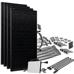 Offgridtec® Solar-Direct 1800W HMS-1600-4T Solaranlage Full Black Schuko-Anschluss - 5m Anschlusskabel – Montageset Balkongeländer - 0% MwSt. (gemäß§12 Abs.3 UstG**)