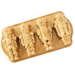 3x Nordic Ware Backform Nussknacker Sweets Cakelet, Backform, Gold