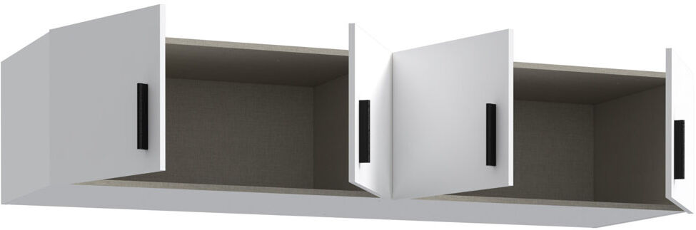 17 Stories Tariah Modern top unit for corner wardrobes, stackable, 4 doors with black contrast handles, engineered wood, add-on for wardrobes, white, 177.5 cm W White