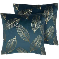 DEKOKISSEN 2er-Set Blaugrün 45/45 cm Freesia