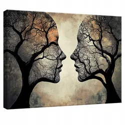 LEINWANDBILD Abstrakt Frau Baum Beige Modern 120x80