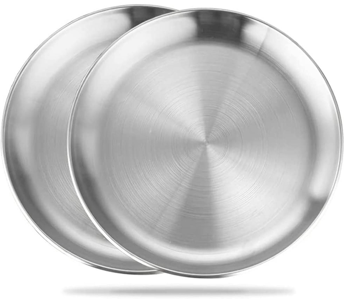 NTHProducts Ronde Serving Tray 2-stuks set - Roestvrij staal - Silver - Diameter: 20 cm