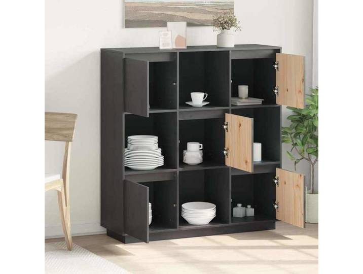Gris Buffet & bahut contemporain，Buffet Gris 110 5x35x117 cm Bois massif de pin FR&6391