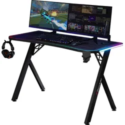 XROCKER Gaming Schreibtisch LED LED App-Steuerung/140cm/schwarz