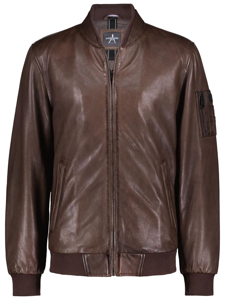 Frostmark Lederbomberjacke - Dunkelbraun