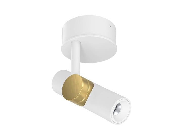 Linea Light LED-Deckenspot Goose, weiß/goldfarben, Aluminium, 2.700 K Goose, weiß / opal, für Wohn- / Esszimmer, Aluminium, Modern, LED Deckenlampe