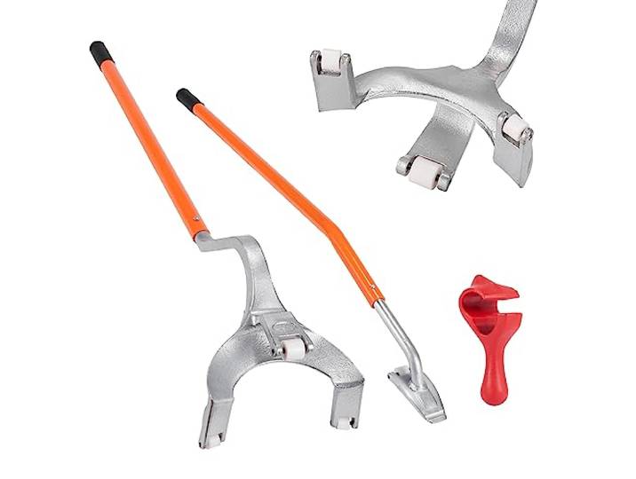 VEVOR Levier Démonte Pneus Poids Lourds 571-622 mm Démonte Pneu Acier Barre Montage Démontage Manuel 3 Outils de Changement de Pneu Maintien Talons Décolle-Talon pour Camion sans Chambre à Air Orange