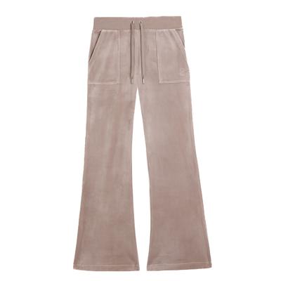 Sweathose JUICY COUTURE "LAYLA LOW RISE POCKETED FLARE PANT. Damen", Damen, Gr. M, EURO-Größen, fungi, Samt, 95% Polyester, 5% Elasthan, slim fit, Hosen Sweathose, Trainingshose Damen, Sweathose, Velour, Jogginghose mit Glitzer, Sale