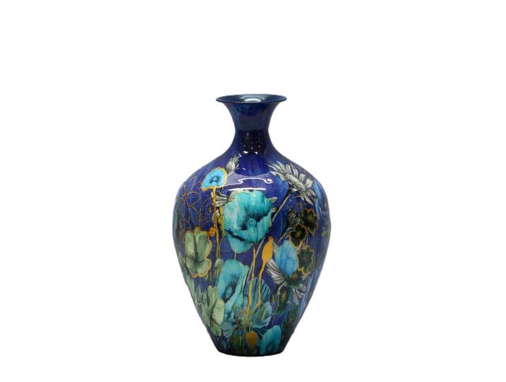 Dekovase, Blau, Mehrfarbig, Metall, 25x41x41 cm, Dekoration, Vasen, Metallvasen