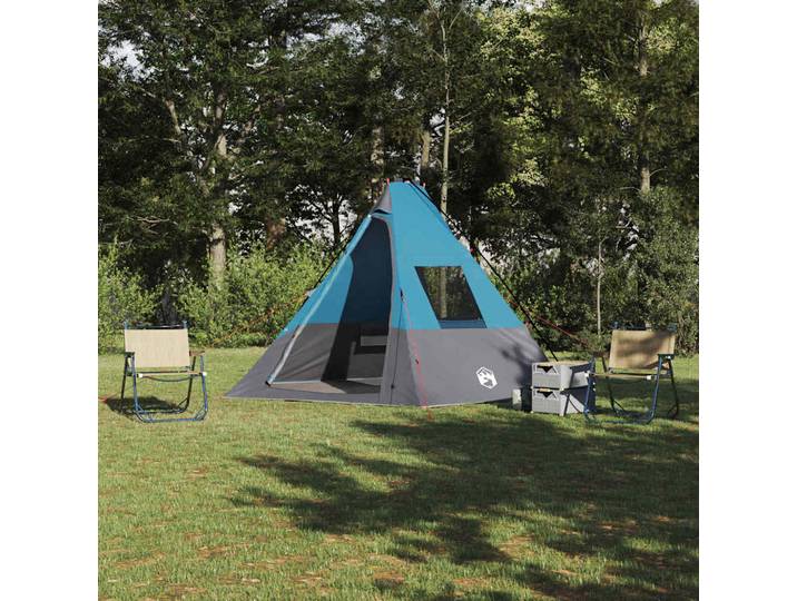 vidaXL Tipi Zelt 6 Personen Wasserdicht Blau Taft