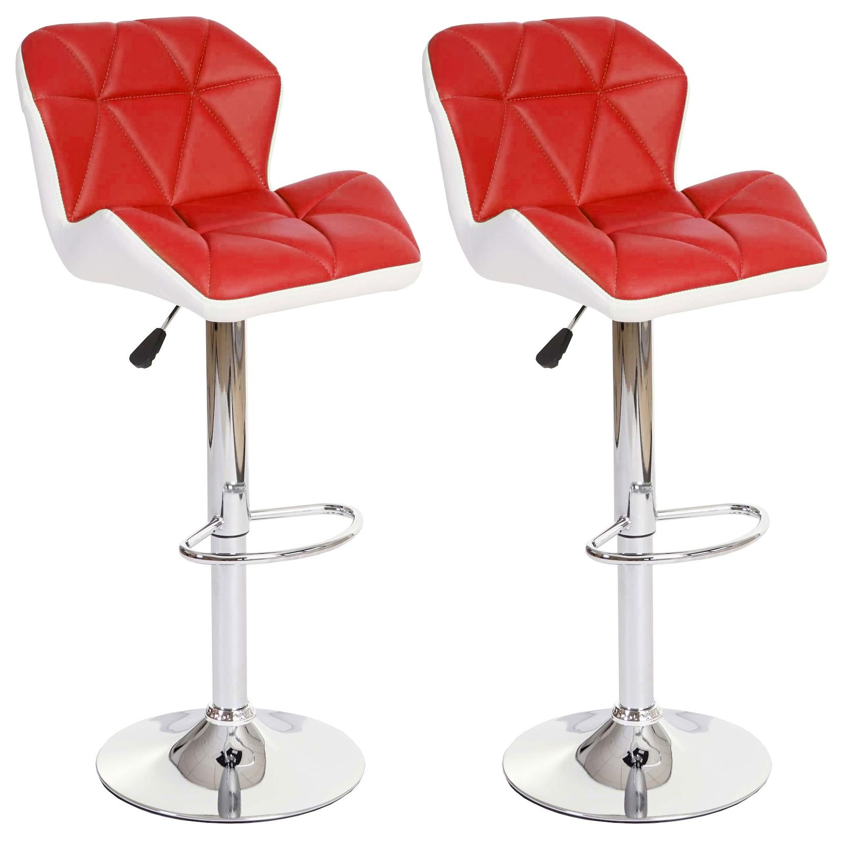 2er-Set Barhocker MCW-A92, Barstuhl Tresenhocker, Kunstleder ~ rot