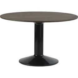 Midst Tisch 120 cm rund dunkle Eiche auf einem schwarzen Bein