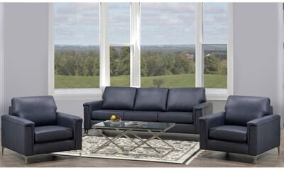 Lessa Modern Premium Top Grain Leather Sofa and Two Chairs Set