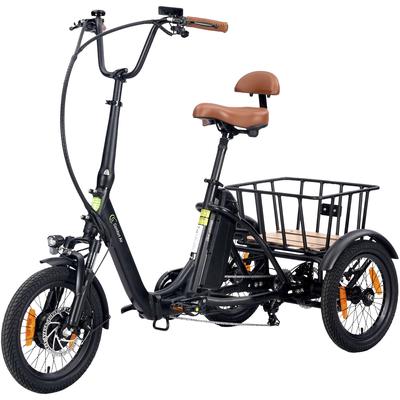 E-Bike SACHSENRAD "T6S Comfort air faltbar mit Korb und Alarmanlage" Gr. 42, schwarz, Elektrofahrräder, 42cm, 16 Zoll (40,64cm), Topseller